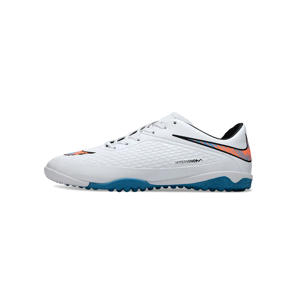 Chuteira Society Nike Hypervenom TF Branca e Azul | Agilidade