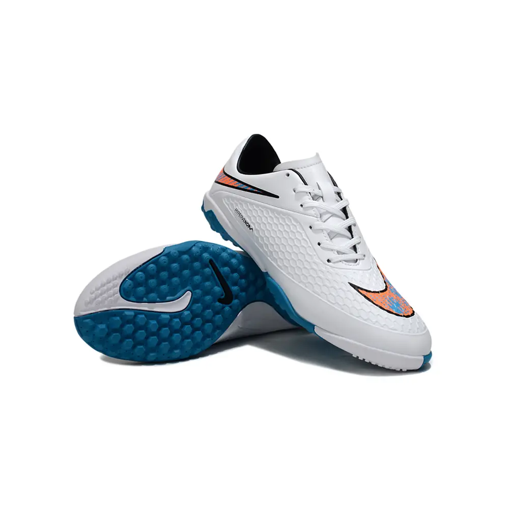 Chuteira Society Nike Hypervenom TF Branca e Azul | Agilidade