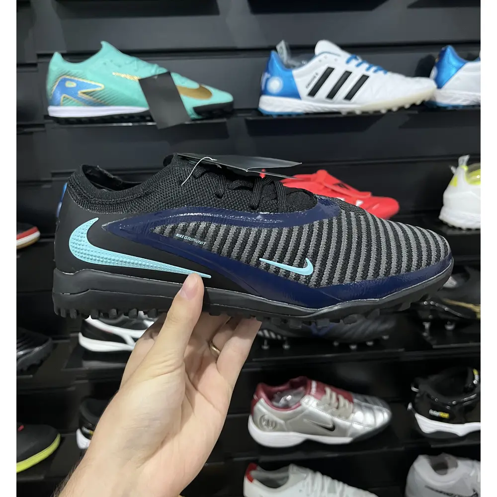 Chuteira Society Nike Phantom GX 6 Elite TF Preto e Azul "Shadow" - Pronta Entrega