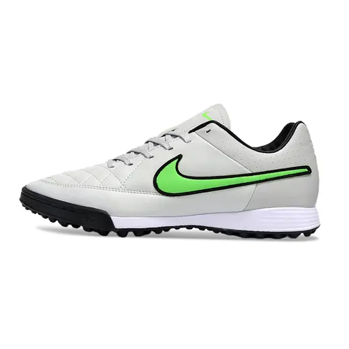 Chuteira Society Nike Retrô Tiempo Legend 4 Elite TF Cinza, Verde e Preto
