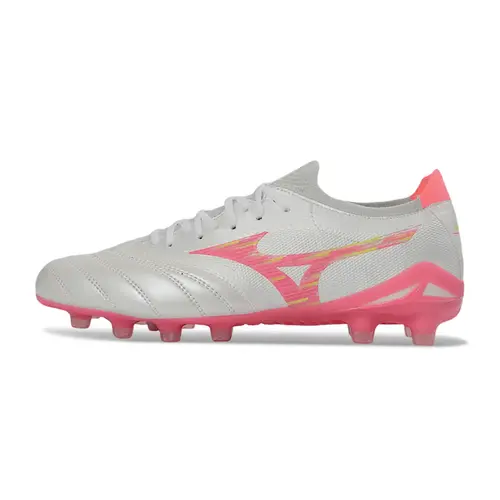 Chuteira Campo Mizuno Morelia Neo 4 Beta FG Branco e Rosa 