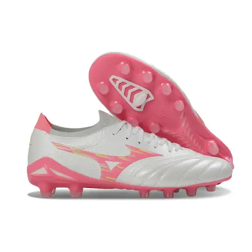 Chuteira Campo Mizuno Morelia Neo 4 Beta FG Branco e Rosa 