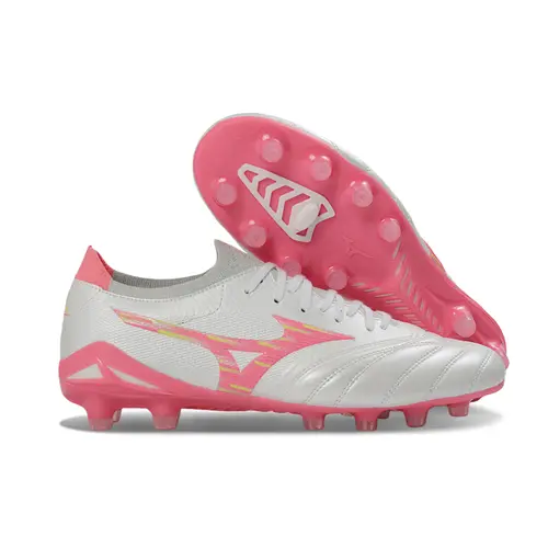 Chuteira Campo Mizuno Morelia Neo 4 Beta FG Branco e Rosa 