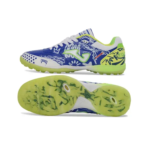 Chuteira Society Joma Top Flex Branco, Azul e Verde