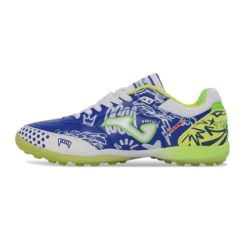 Chuteira Society Joma Top Flex Branco, Azul e Verde
