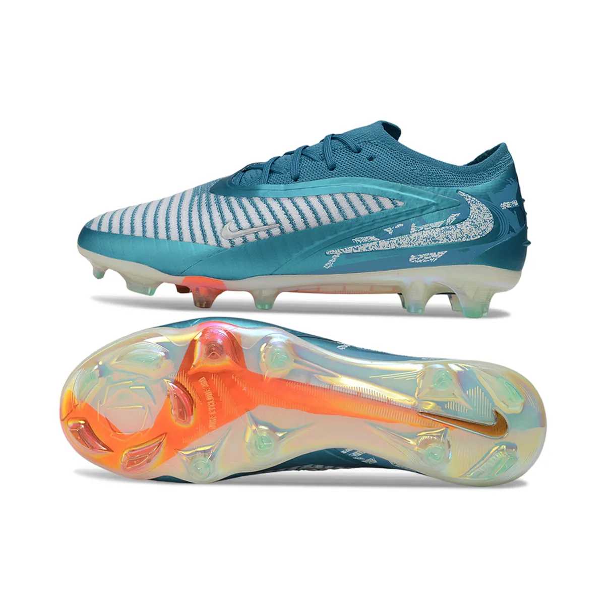 Chuteira Campo Nike Phantom GX 6 Elite FG Azul e Branco