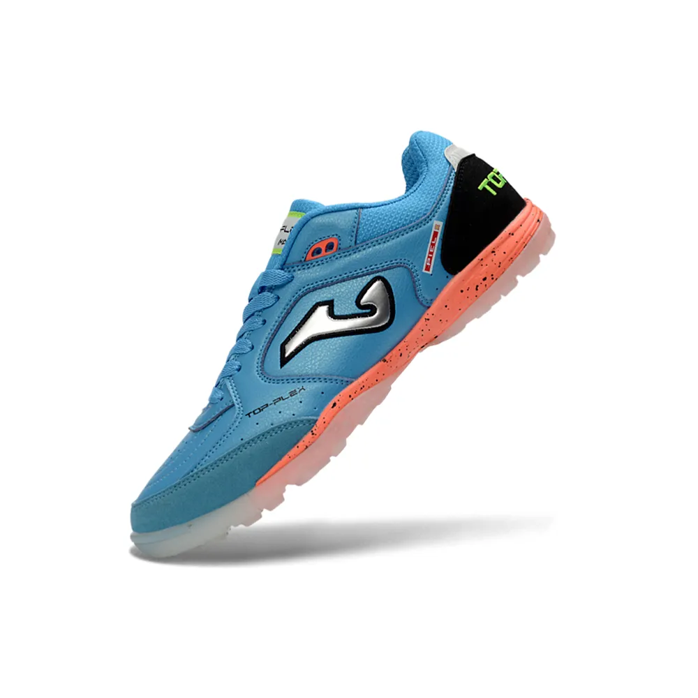 Chuteira Society Joma Top Flex Azul e Laranja