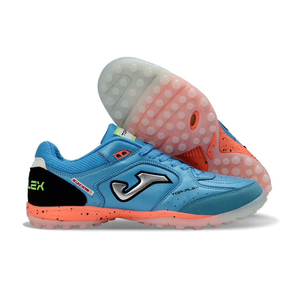 Chuteira Society Joma Top Flex Azul e Laranja