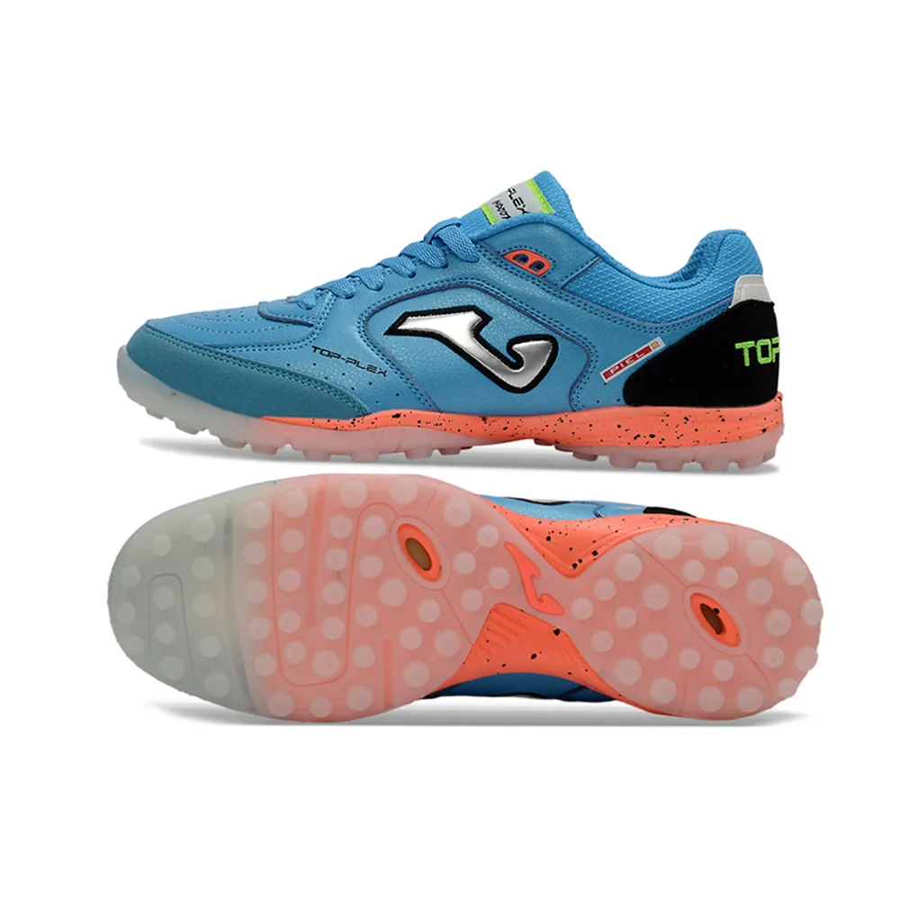 Chuteira Society Joma Top Flex Azul e Laranja