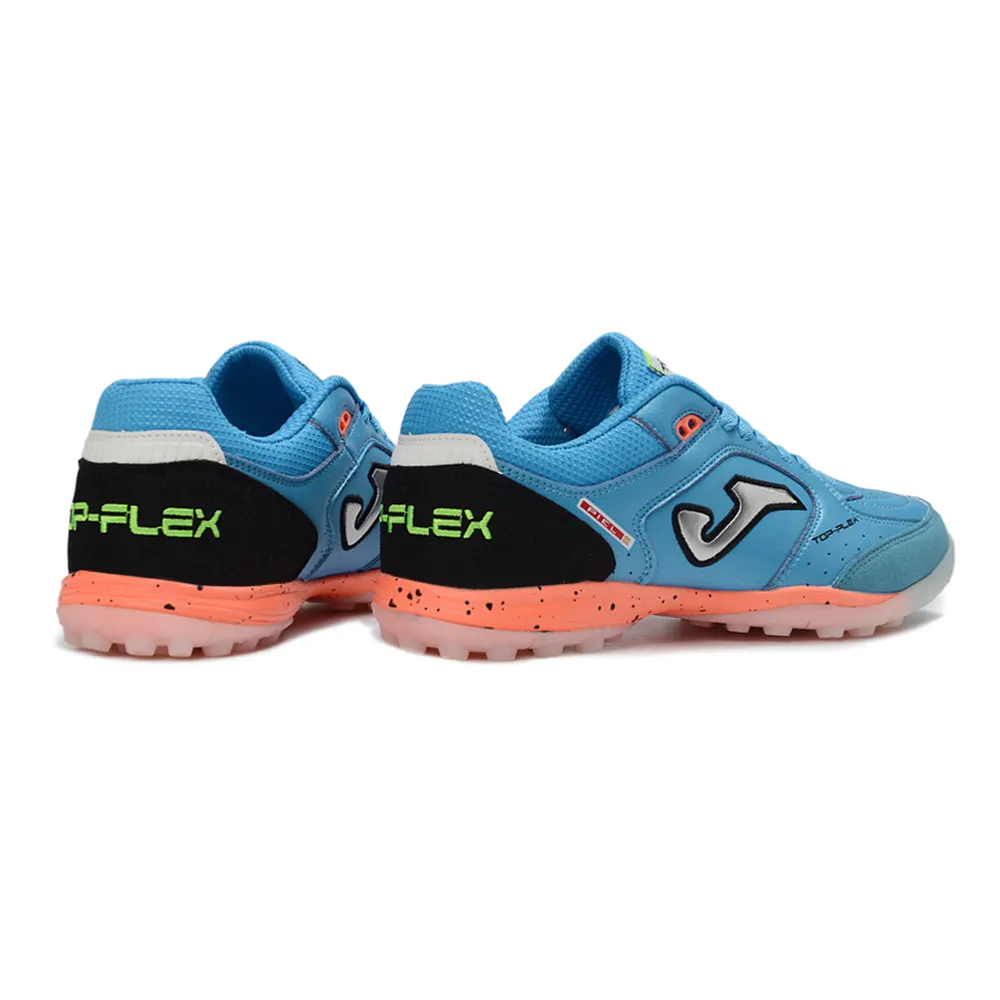 Chuteira Society Joma Top Flex Azul e Laranja
