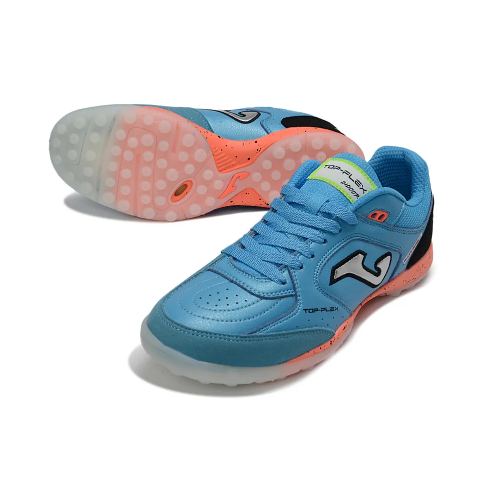 Chuteira Society Joma Top Flex Azul e Laranja