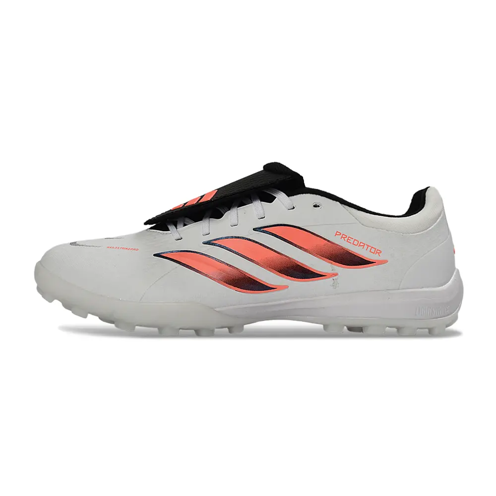 Chuteira Society Adidas Predator Tounge Elite 26 TF Branco, Laranja e Preto