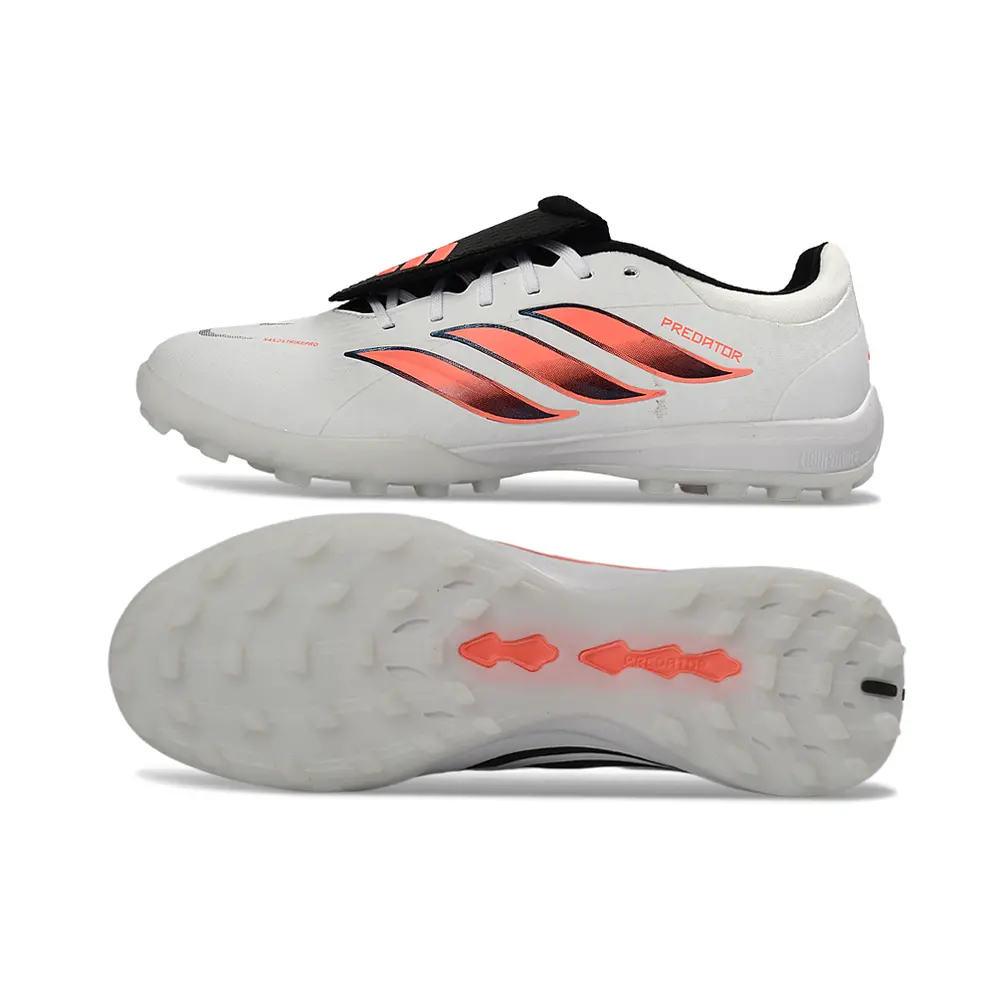 Chuteira Society Adidas Predator Tounge Elite 26 TF Branco, Laranja e Preto