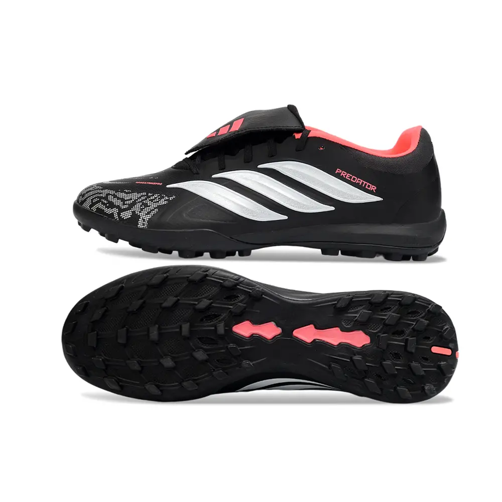 Chuteira Society Adidas Predator Tounge Elite 26 TF Preto e Laranja 