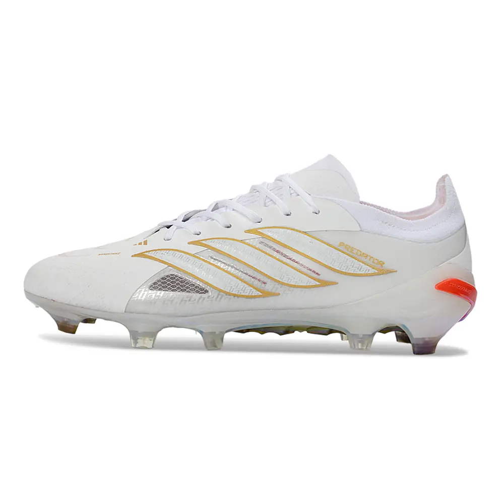 Chuteira Campo Adidas Predator 26 Elite FG Branco, Dourado e Laranja