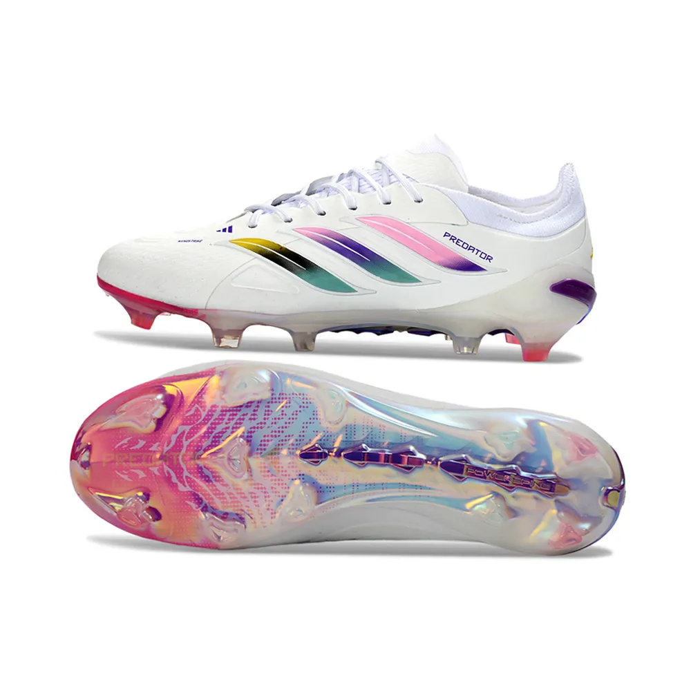 Chuteira Campo Adidas Predator 26 Elite FG Branco e Colorido