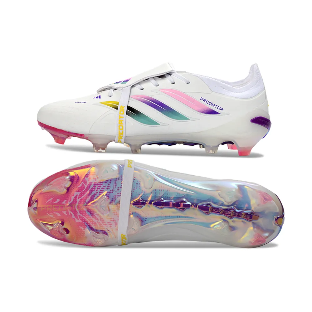 Chuteira Campo Adidas Predator Tongue 26 Elite FG Branco e Colorido