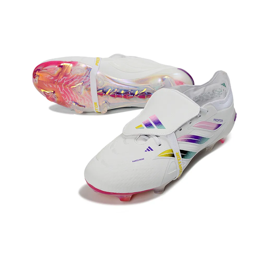 Chuteira Campo Adidas Predator Tongue 26 Elite FG Branco e Colorido
