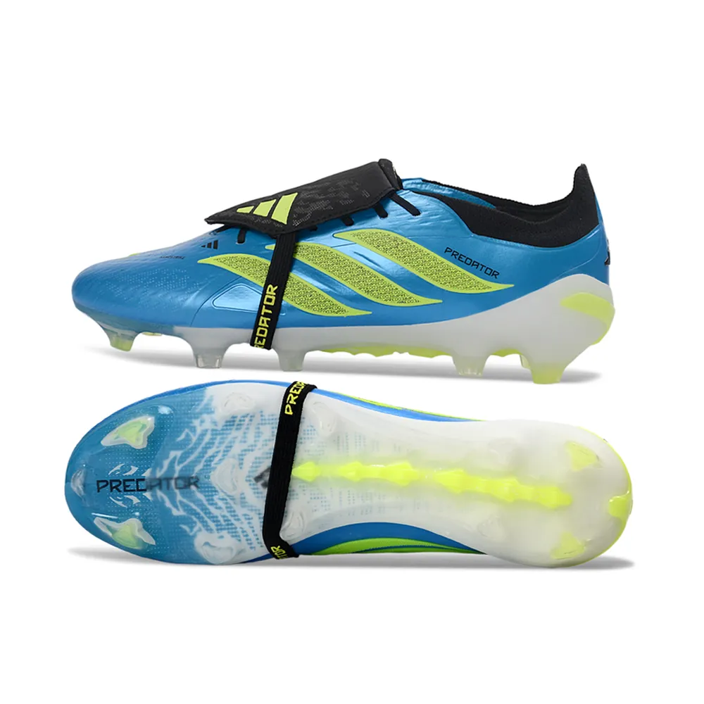Chuteira Campo Adidas Predator Tongue 26 Elite FG Azul, Verde e Preto