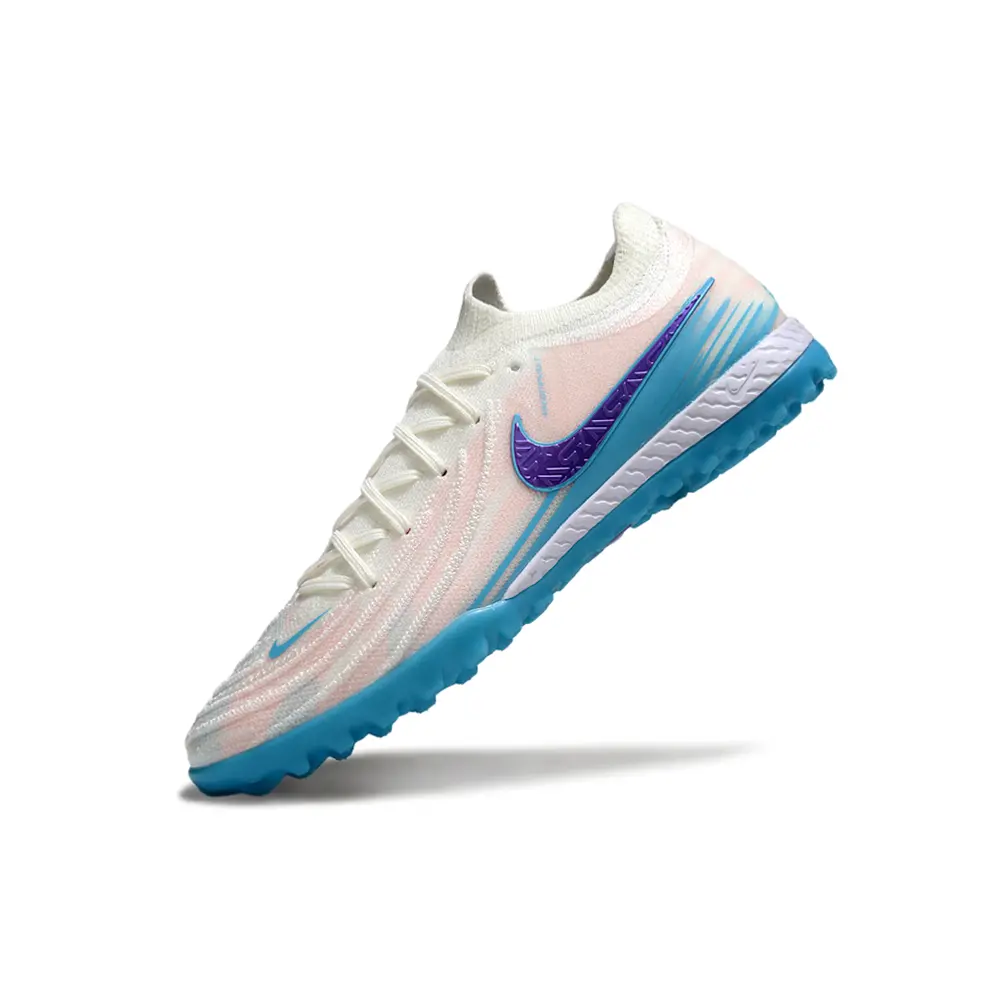 Chuteira Society Nike Phantom GX 2 Elite TF Branco, Azul e Roxo
