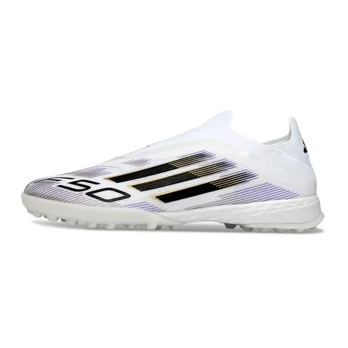 Chuteira Society Adidas F50+ TF Branco, Roxo e Preto