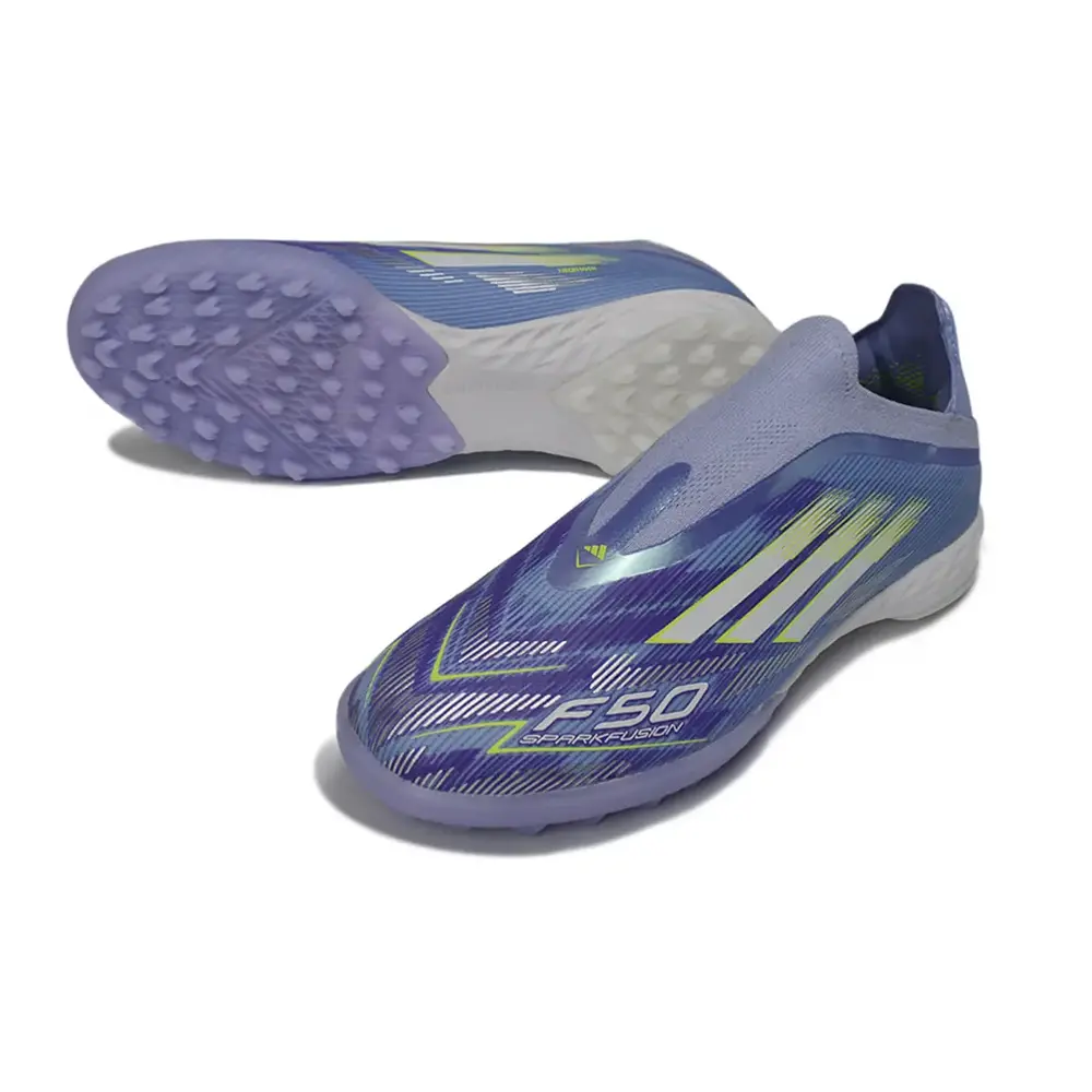 Chuteira Society Adidas F50+ | TF Lilás e Verde - Farda de Boleiro