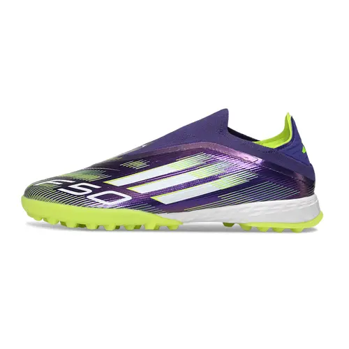 Chuteira Society Adidas F50+ TF Verde e Roxo