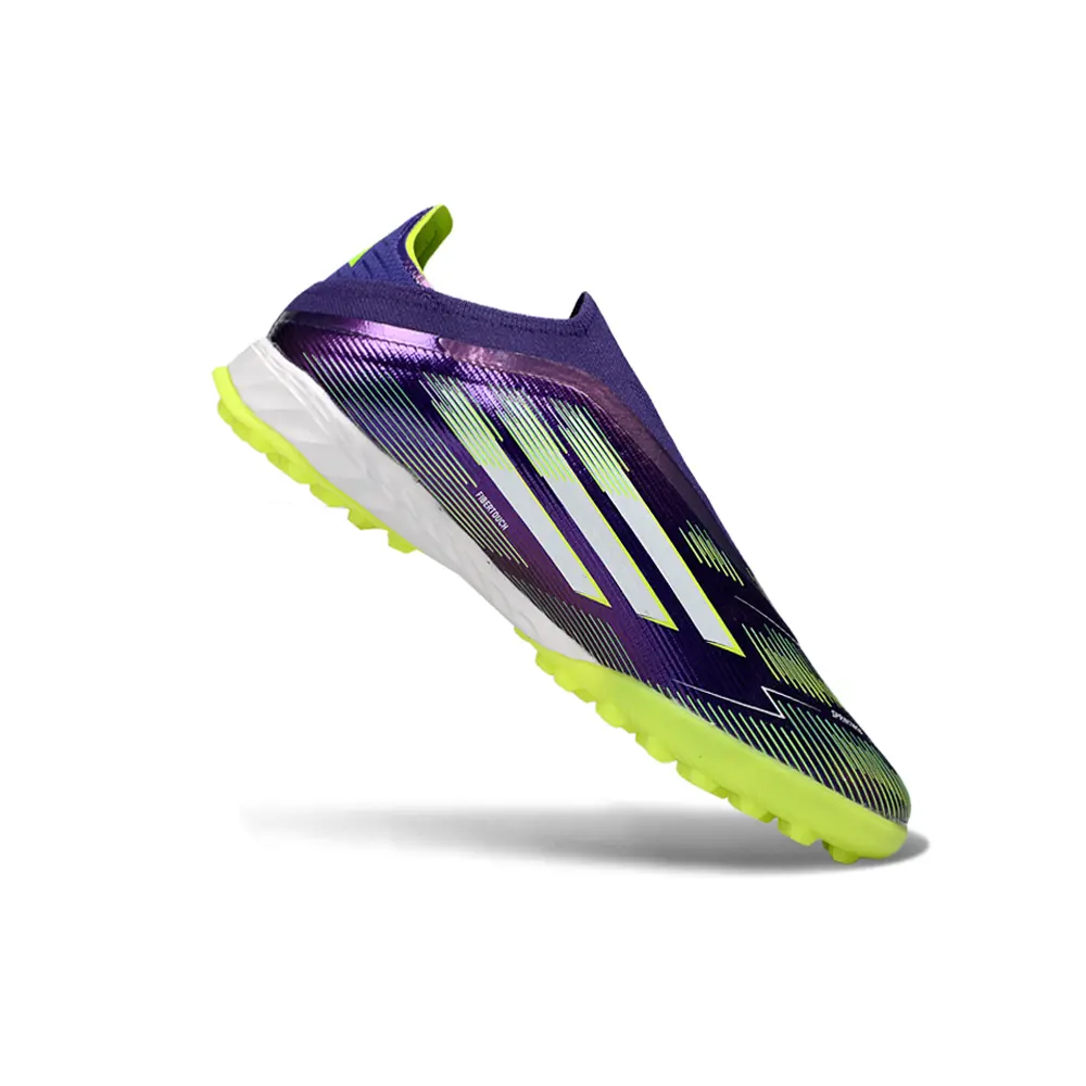 Chuteira Society Adidas F50+ TF Verde e Roxo