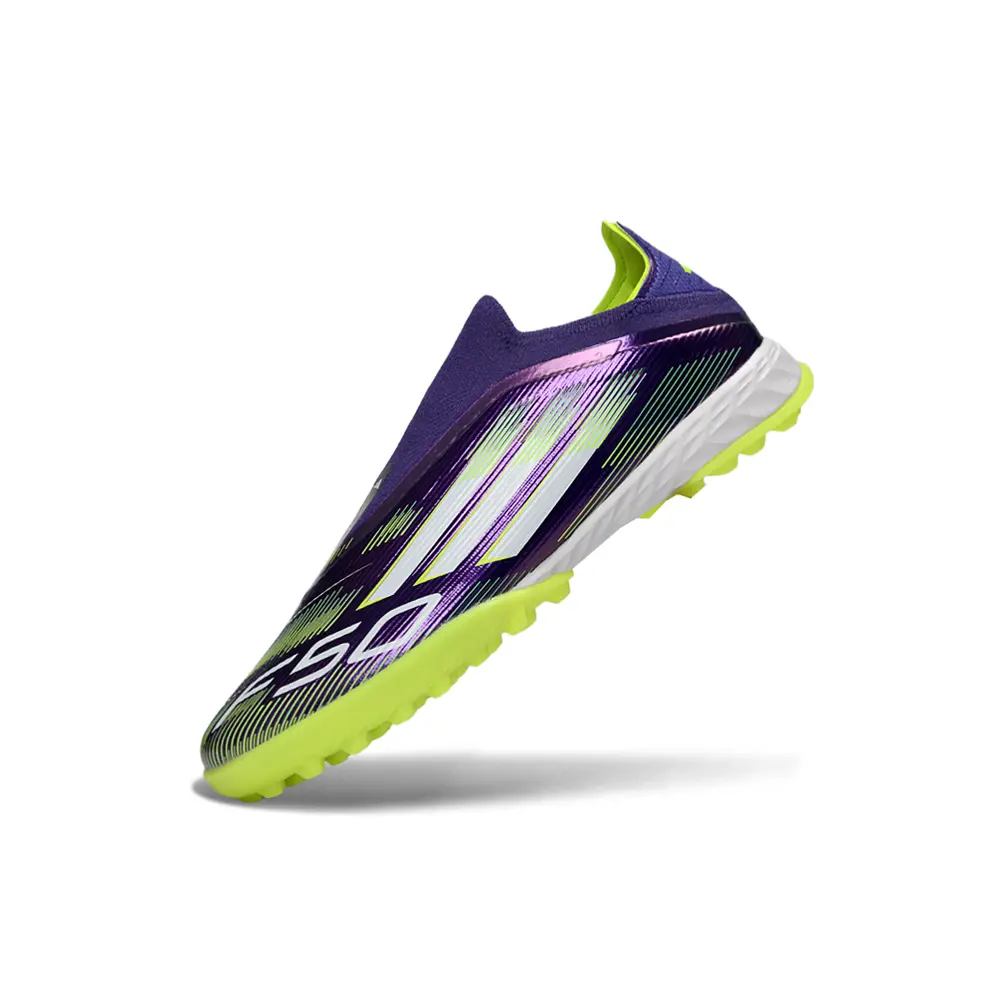 Chuteira Society Adidas F50+ TF Verde e Roxo