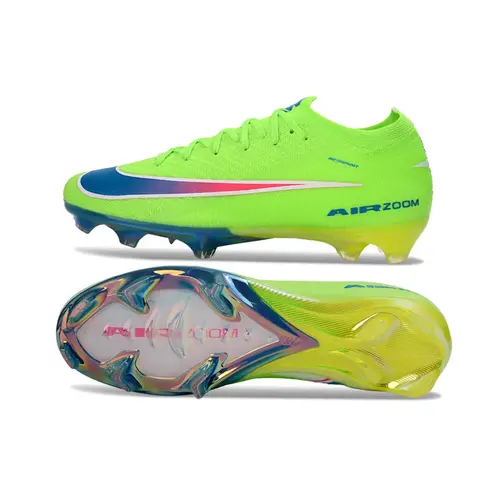 Chuteira Campo Nike Air Zoom Mercurial Vapor 16 Elite FG Verde Florescente e Azul