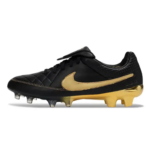 Chuteira Campo Nike Tiempo R10 Preto e Dourado FG - Ronaldinho