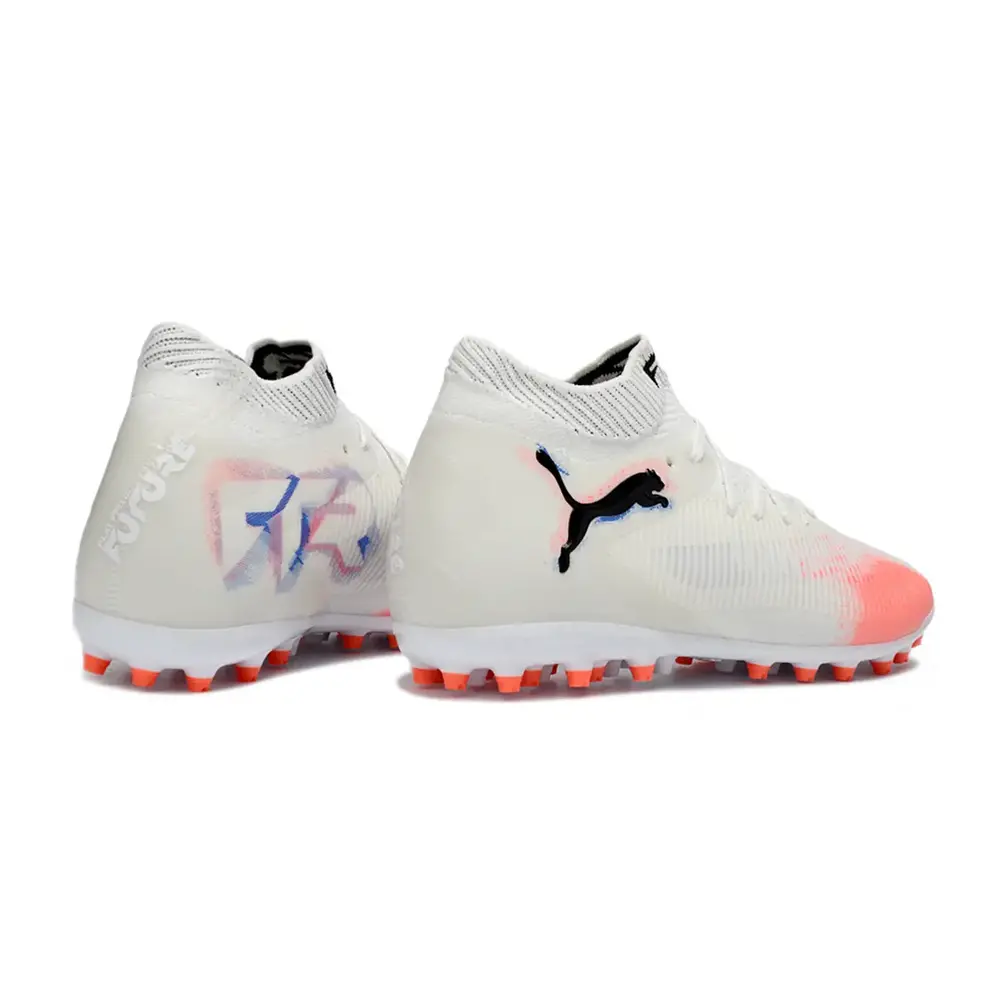 Chuteira Society Puma Future 8 MG Branco e Laranja 