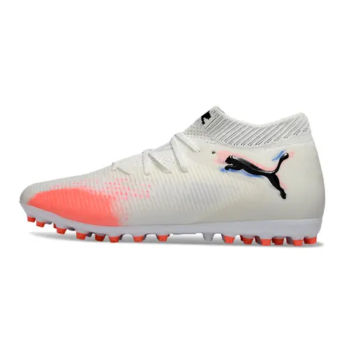 Chuteira Society Puma Future 8 MG Branco e Laranja 