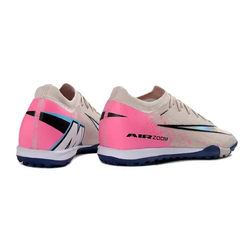 Chuteira Society Nike Air Zoom Mercurial Vapor 16 Elite TF Bege, Rosa e Azul 