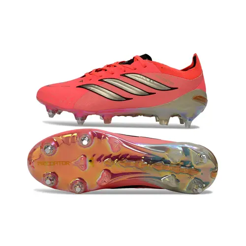 Chuteira Campo Adidas Predator 26 Elite Ponta de Aluminio Laranja e Dourado