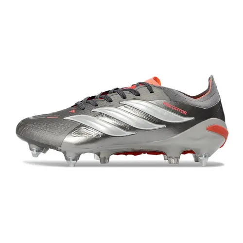 Chuteira Campo Adidas Predator 26 Elite Ponta de Aluminio Prata e Laranja 