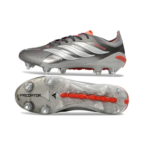 Chuteira Campo Adidas Predator 26 Elite Ponta de Aluminio Prata e Laranja 
