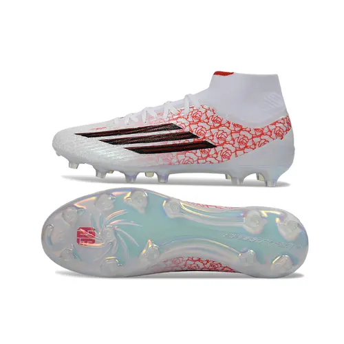 Chuteira Campo Adidas F50 Cano Médio FG Branco e Vermelho - Yamal