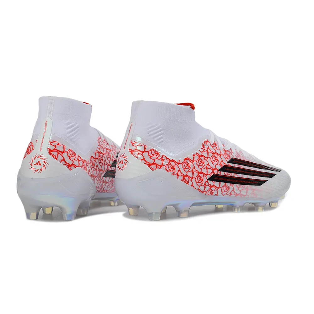 Chuteira Campo Adidas F50 Cano Médio FG Branco e Vermelho - Yamal