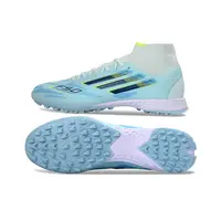 Chuteira Society Adidas F50 Cano Médio TF Azul Claro e Verde  - imagem 2