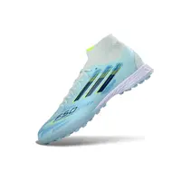 Chuteira Society Adidas F50 Cano Médio TF Azul Claro e Verde  - imagem 5