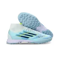 Chuteira Society Adidas F50 Cano Médio TF Azul Claro e Verde  - imagem 3
