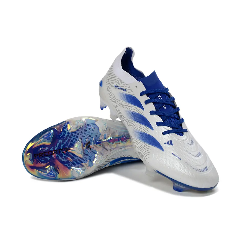 Chuteira Campo Adidas Predator 26 Elite FG Branco e Azul