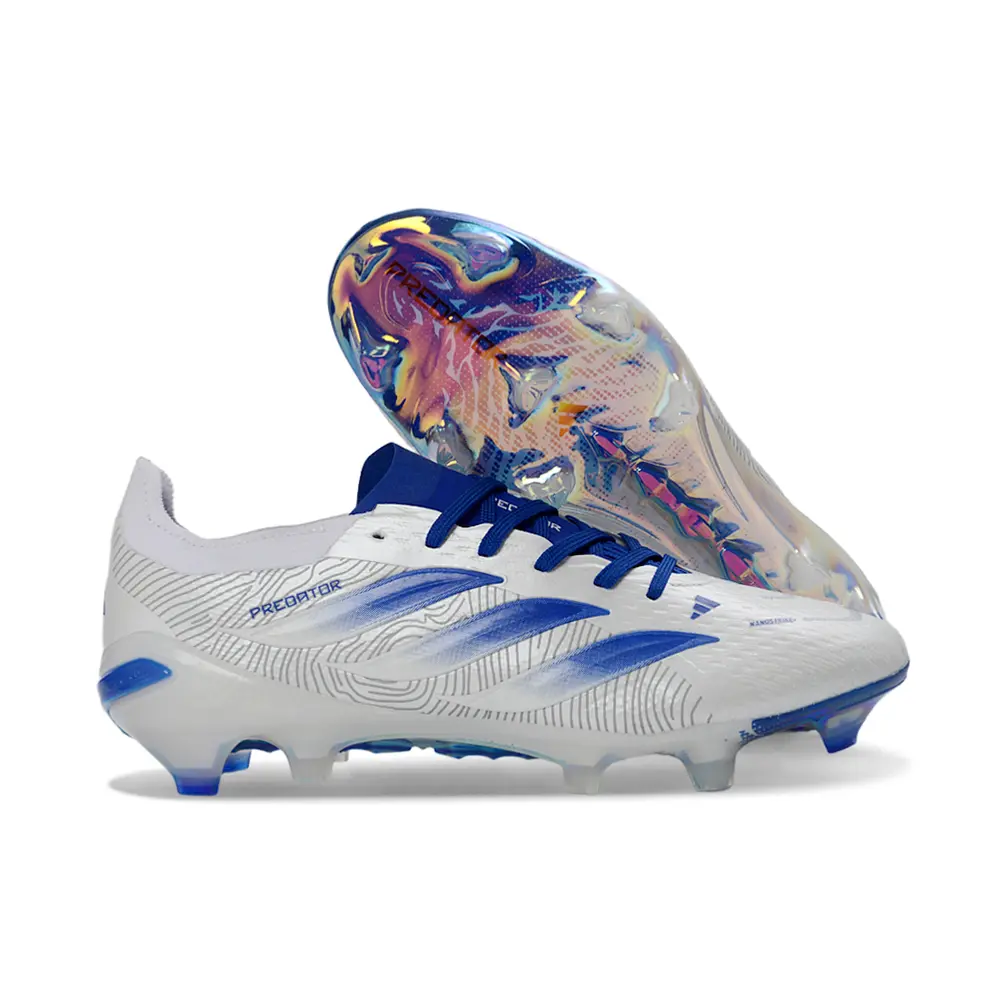 Chuteira Campo Adidas Predator 26 Elite FG Branco e Azul