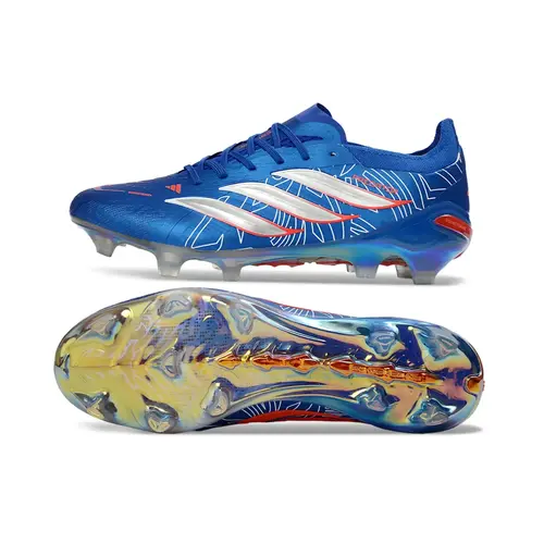 Chuteira Campo Adidas Predator 26 Elite FG Azul e Vermelho