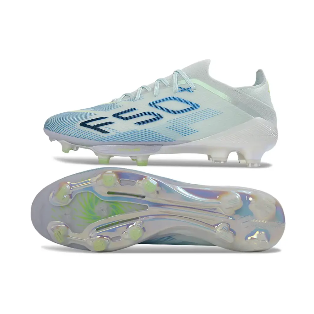 Chuteira Campo Adidas F50+ FG Azul Claro e Verde