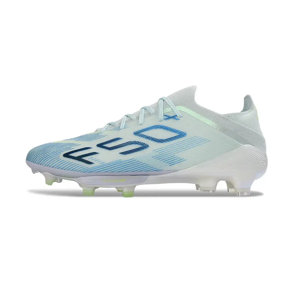 Chuteira Campo Adidas F50+ FG Azul Claro e Verde
