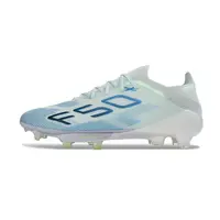 Chuteira Campo Adidas F50+ FG Azul Claro e Verde - imagem 1