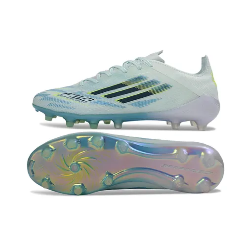 Chuteira Campo Adidas F50 FG Azul Claro e Verde 