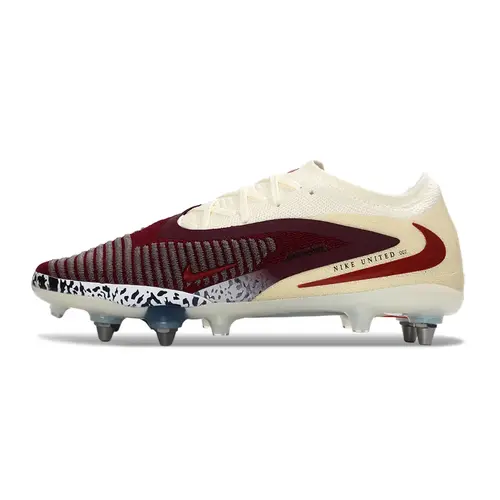 Chuteira Campo Nike Phantom GX 6 Elite Trava Mista Bege e Bordo